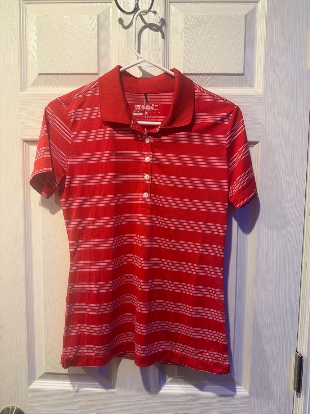 Nike Golf Dri-FIT Red Striped Polo Shirt Women’s Small